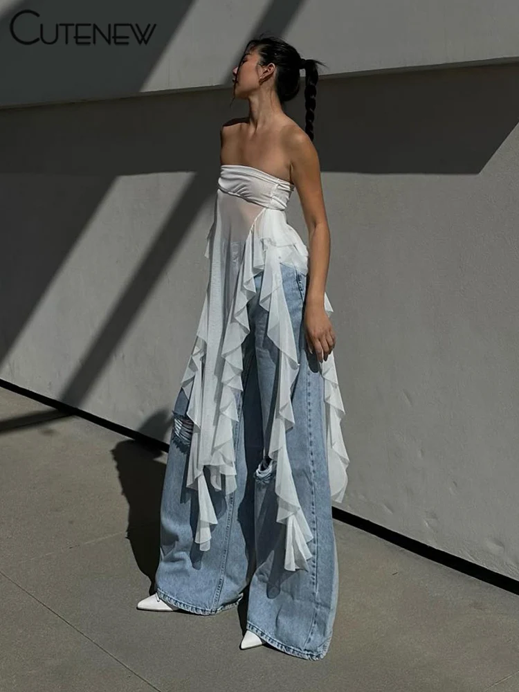 Summer Solid Sexy Off-Shoulder Women Crop Top Casual Tube Strapless Streetwear Long Ruched Club Party Lady Tank Top