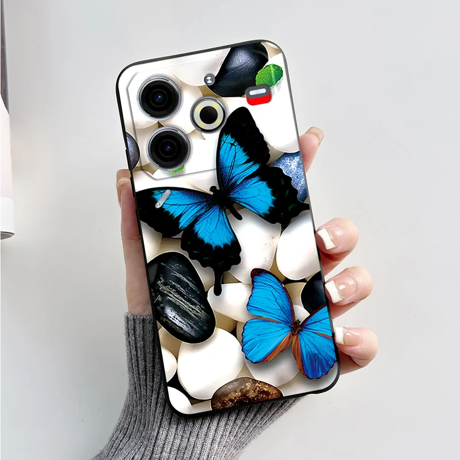 Luxury Marble Black Silicone Soft Phone Case - Elegant TPU Back Cover in 6.78