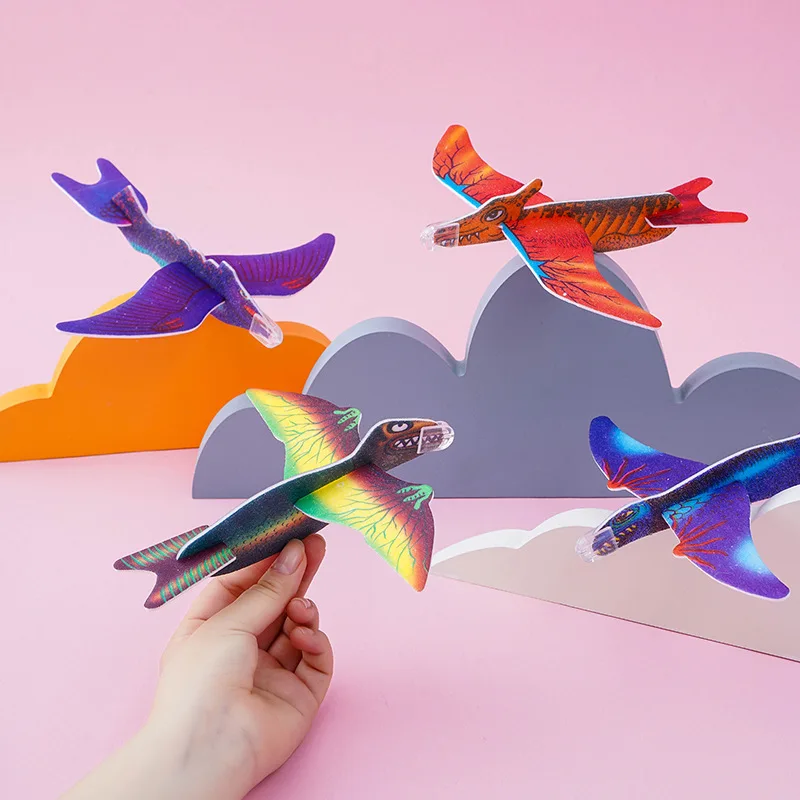 Cartoon Dinosaur Foam Hand Throw Flying Airplane 25Pc Outdoor Toy for Kids Birthday Party Favors Pinata Stuffers Carnival Prizes party toys
