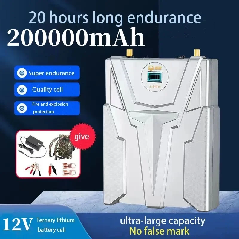 

NEW 12V 200Ah Lithium Battery Large Capacity and Large Power Outdoor Ultra-light Voltage Inverter Special Polymer Rechargeable