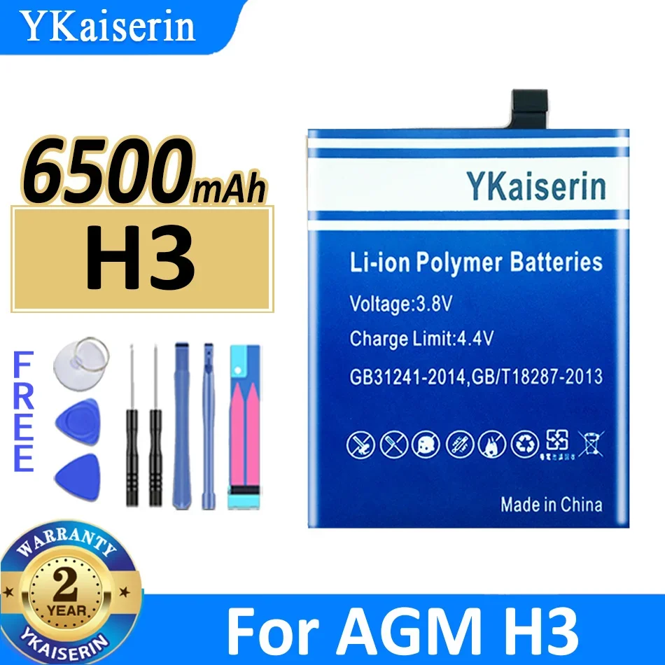 

5100mAh/6500mAh YKaiserin Battery H2 (A10) H 1 H 3 For AGM A10 H1 H3 Mobile Phone Batteries