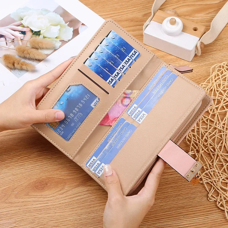 Women Wallet PU Leather Purse Female Long Wallet Gold Hollow Leaves Pouch Handbag For Women Coin Purse Card Holders Clutch