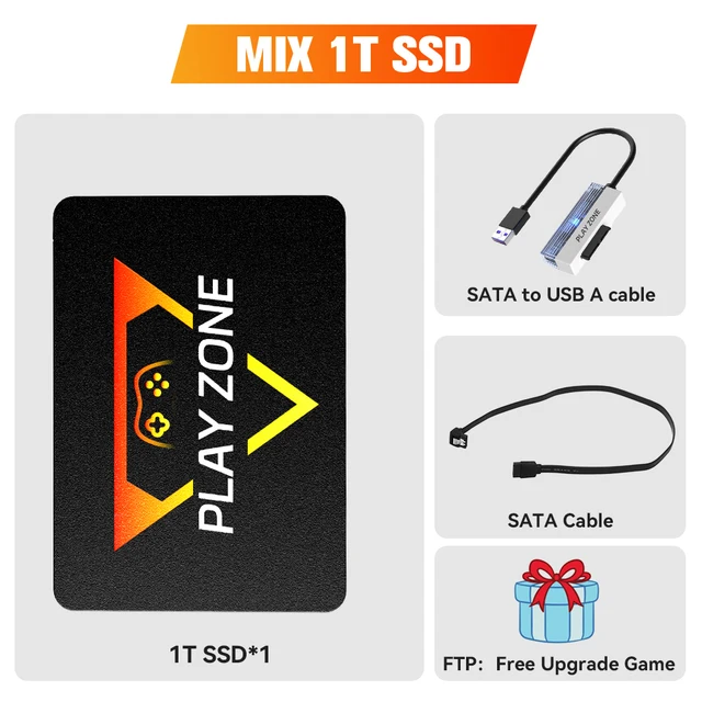 Playzone 1TB SSD for Switch/PS5/Xbox/PS4/PS3/PS2/WIIU 80+Emulators
