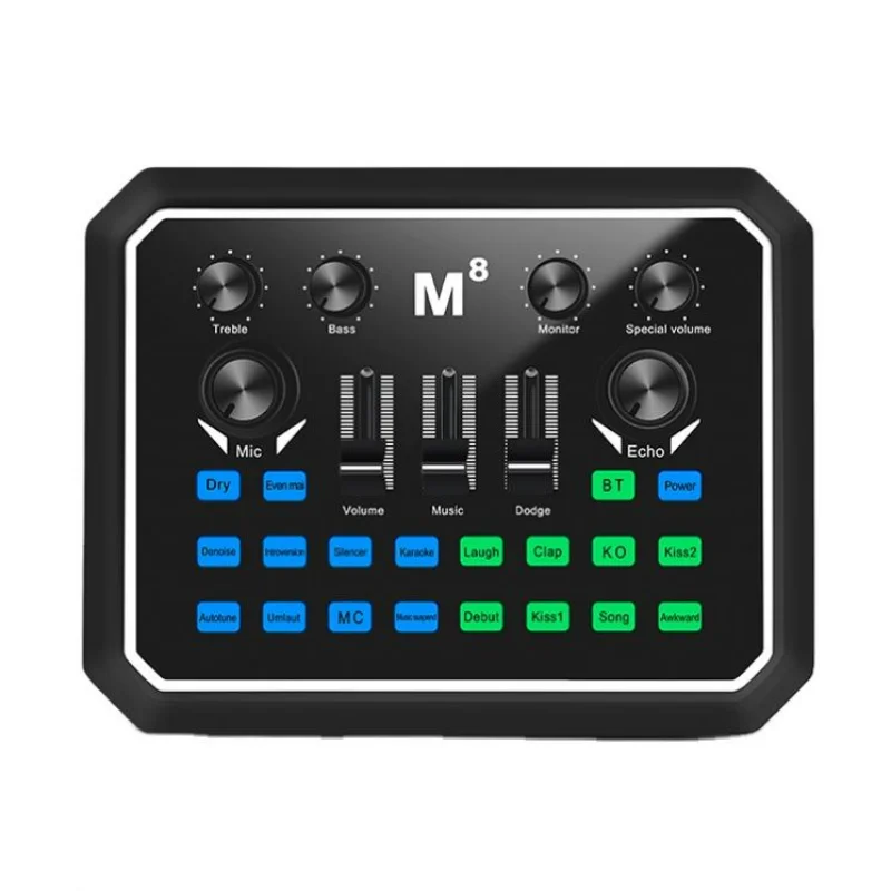 

AOSHEN M8 Multifunction 2 Channel USB Sound Card For Youtube Smartphone PC Tablet Live With Echo