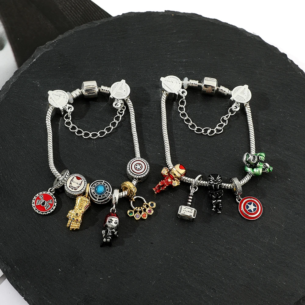 Superhero Spiderman Beads Bracelet Avengers Charm Enamel Crystal