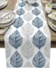 Navy Blue and Grey Leaf Texture Linen Table Runner Gray Abstract Art Leaves Dresser Scarf Table Decor Wedding Dining Party Decor 1