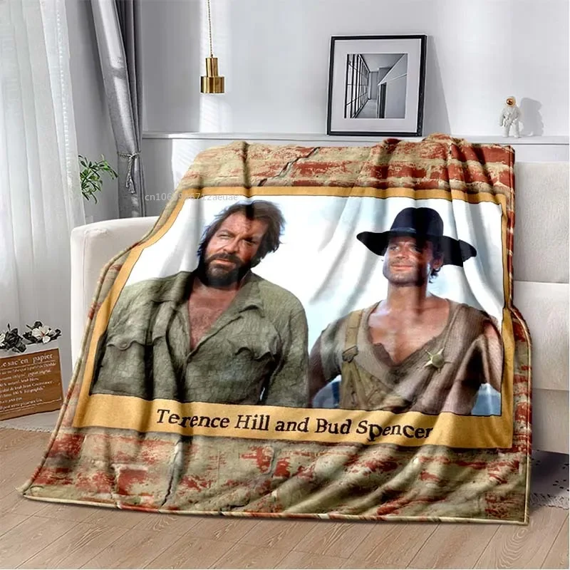 Terence Hill and Bud Spencer Printed Blanket Comedy character Warm Thin Flannel Soft and Comfortable Home Travel Blanket Gift 3