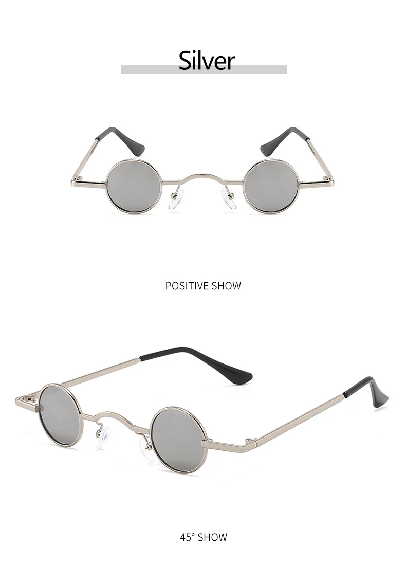 Beliebte Retro-Sonnenbrille im Mini-Format, rund, geeignet für Männer und Frauen, im Punk-Stil und mit lustigem Design.1059 – Detail 10