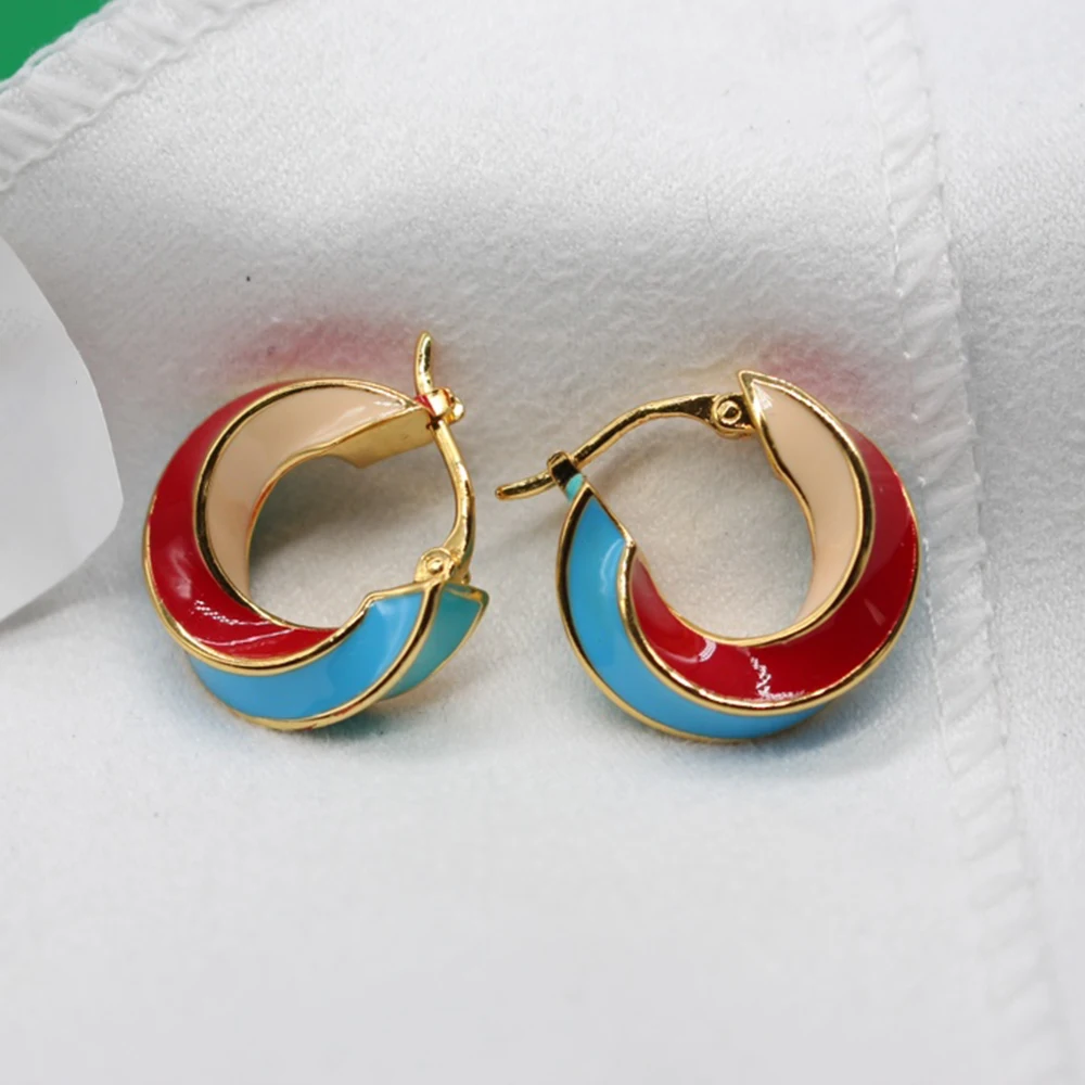 

Fashion Europe Designer Geometry Round Colorful Earrings For Women Luxury Jewelry Top Quality Birthday Party Gift