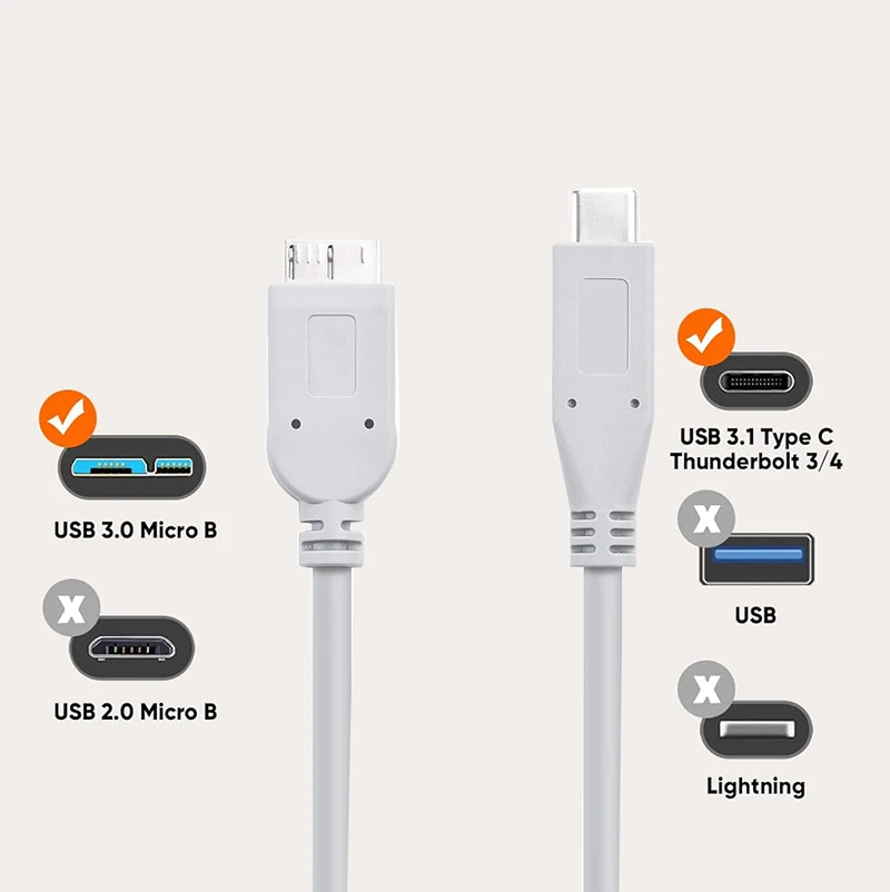 10Gbps USB C to 마이크로 B USB 3.0 하드 드라이브 케이블 USB 3.1 타입 C to 마이크로 B 3.0 데이터 케이블 WD, LaCie, Seagate 휴대용 HDD용