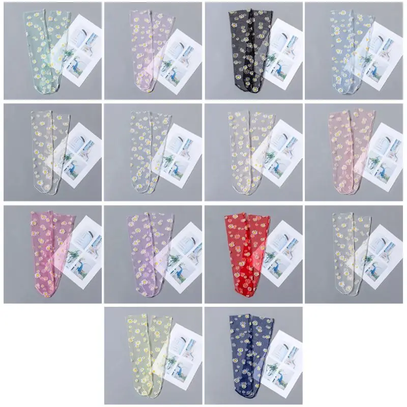

Women Girl Sheer Mesh Loose Ankle Socks Candy Color Loose Tube Hosiery