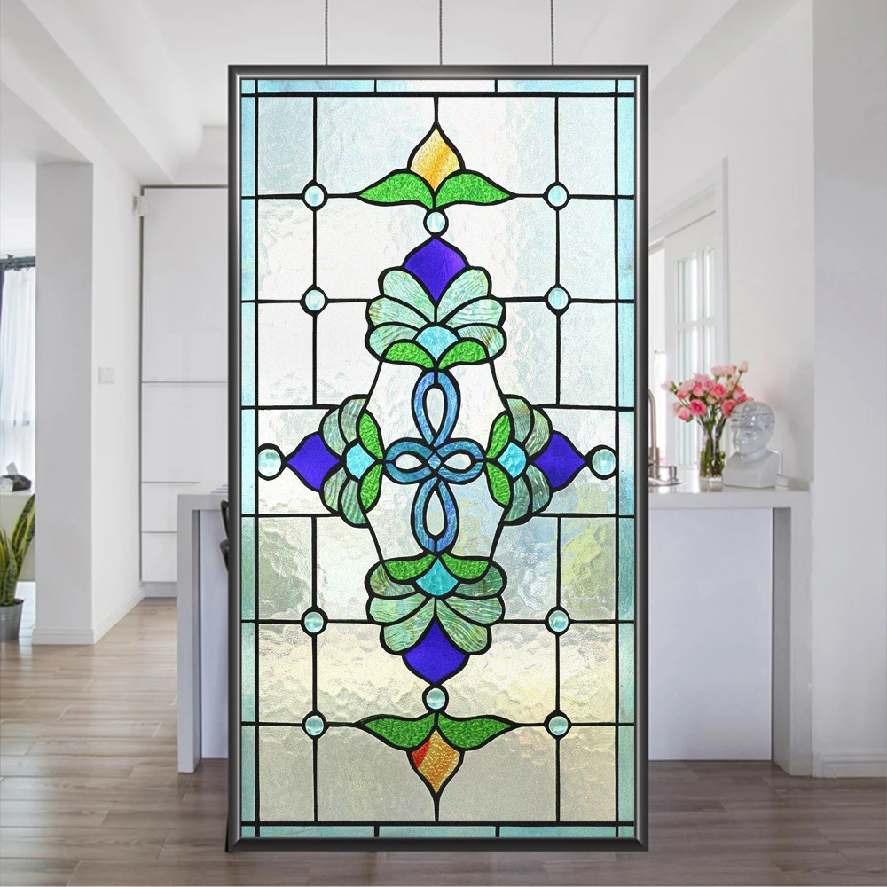 AMAZING WALL Fensterfolie Matt – Buntglas-Look In Violett, Sichtschutz Für Bad & Büro (30,2 X 100,1 Cm)