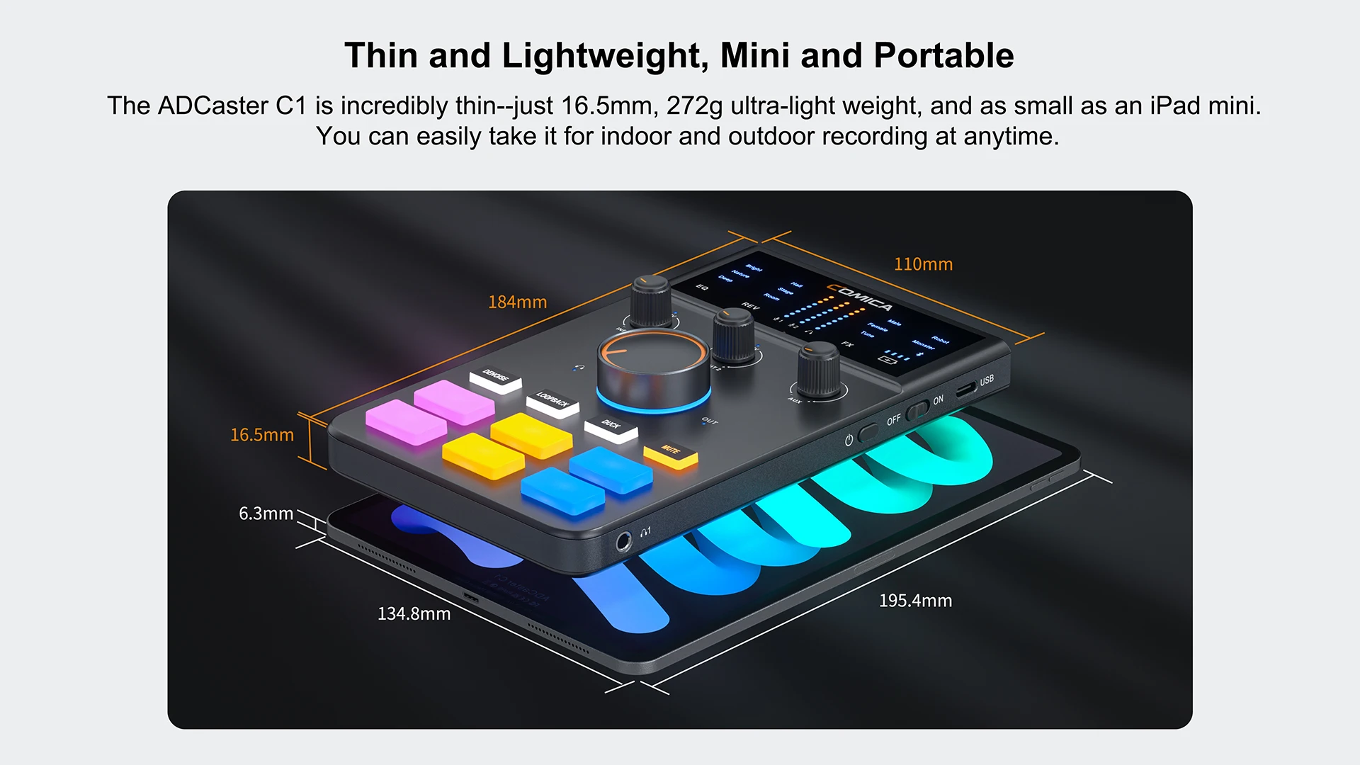 ADCaster C1 Audio Interface, Bluetooth connection For Streaming/Gaming/Podcastin
