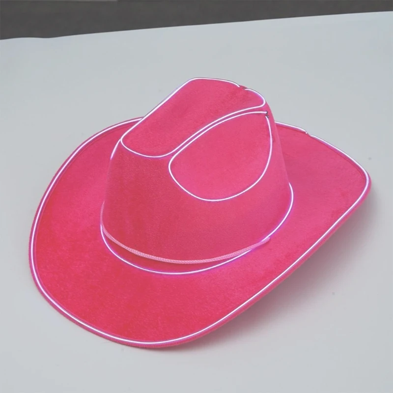 

Western-Style Cowboy Hat Novelty-Cowgirl Pink Hat Glowing Costume Top Hats Headwear Fedora-Hat Carnivals Party Props Cap