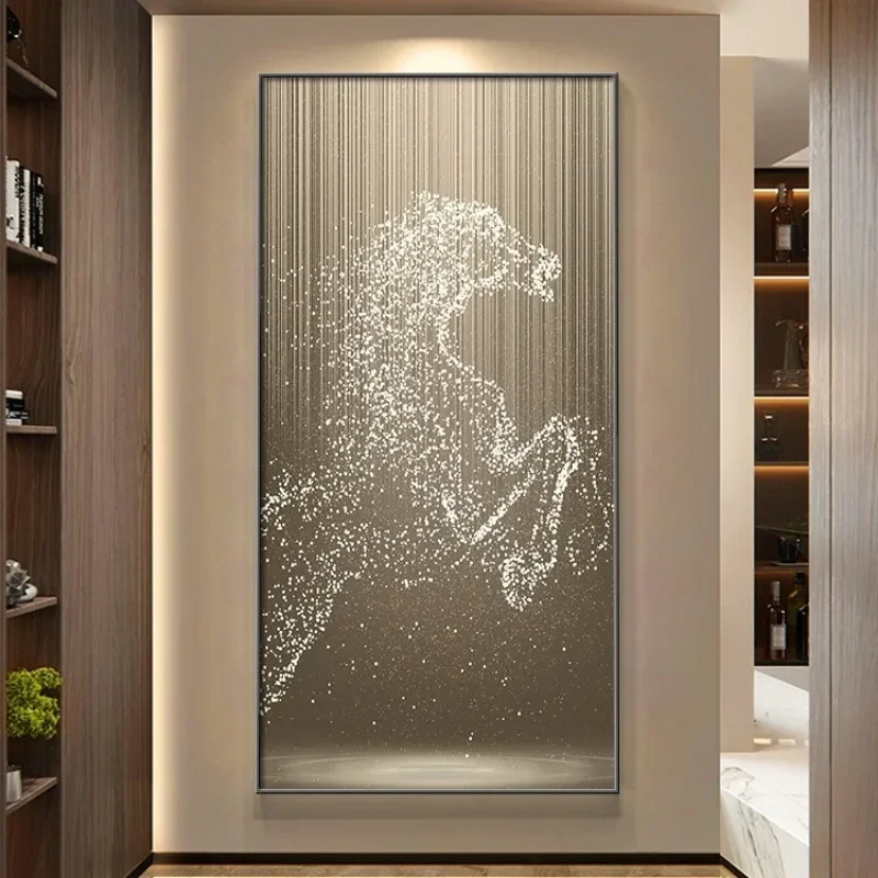 

Modern Porch Art Decoration Painting Led Light Mural Light Italian Abstract Horse Living Room Corridor Hanging Painting Light