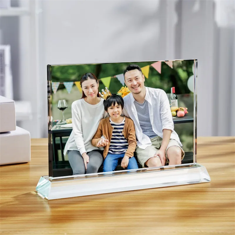 Customized Crystal Photo Frame Table Graduation Class Reunion Souvenir, Kindergarten Group Photo, Veteran Memorial ornament, 1Pc