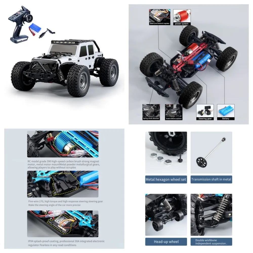 Voiture RC 1/16 AWD SCY 16103 38 km/h Moteur Brossé 390 - Prêt à Rouler