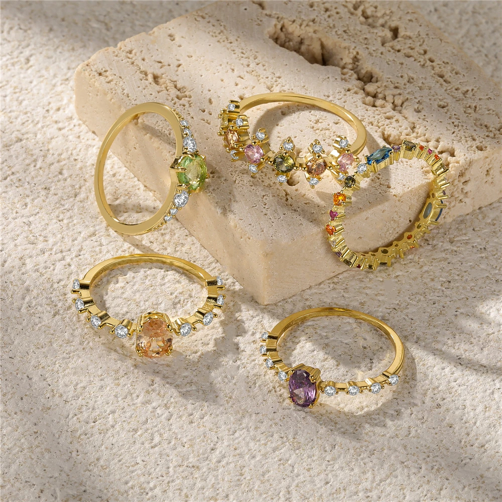 CANNER 오리지널 반지 여성을위한 화려한 크리스탈 결혼 반지 연인의 미니멀리스트 약혼 Bague Femme Fine Jewerly