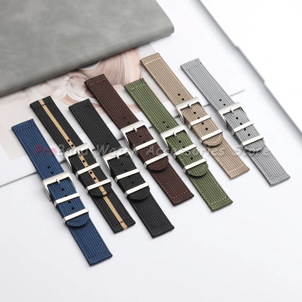 Rugged Canvas Watch Band - Two-Piece Ribbed Nylon Strap