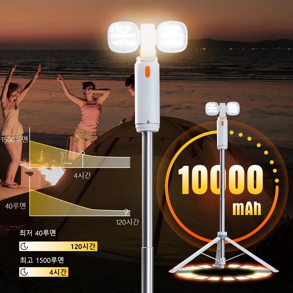Trustfire C20 필 라이트 손전등 10000mAh RGB 분위기 빛 삼각대가있는 텔레스코픽 랜턴 6500K 투광 조명 캠핑 조명