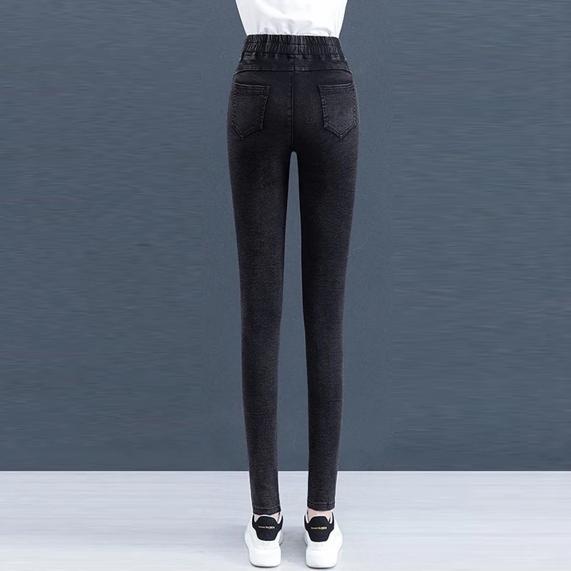 Autumn Winter Women Korean Fashion Plush Warm Slim Stretch Jeans Casual High Waist Skinny Denim Pencil Pants Pantalones De Mujer