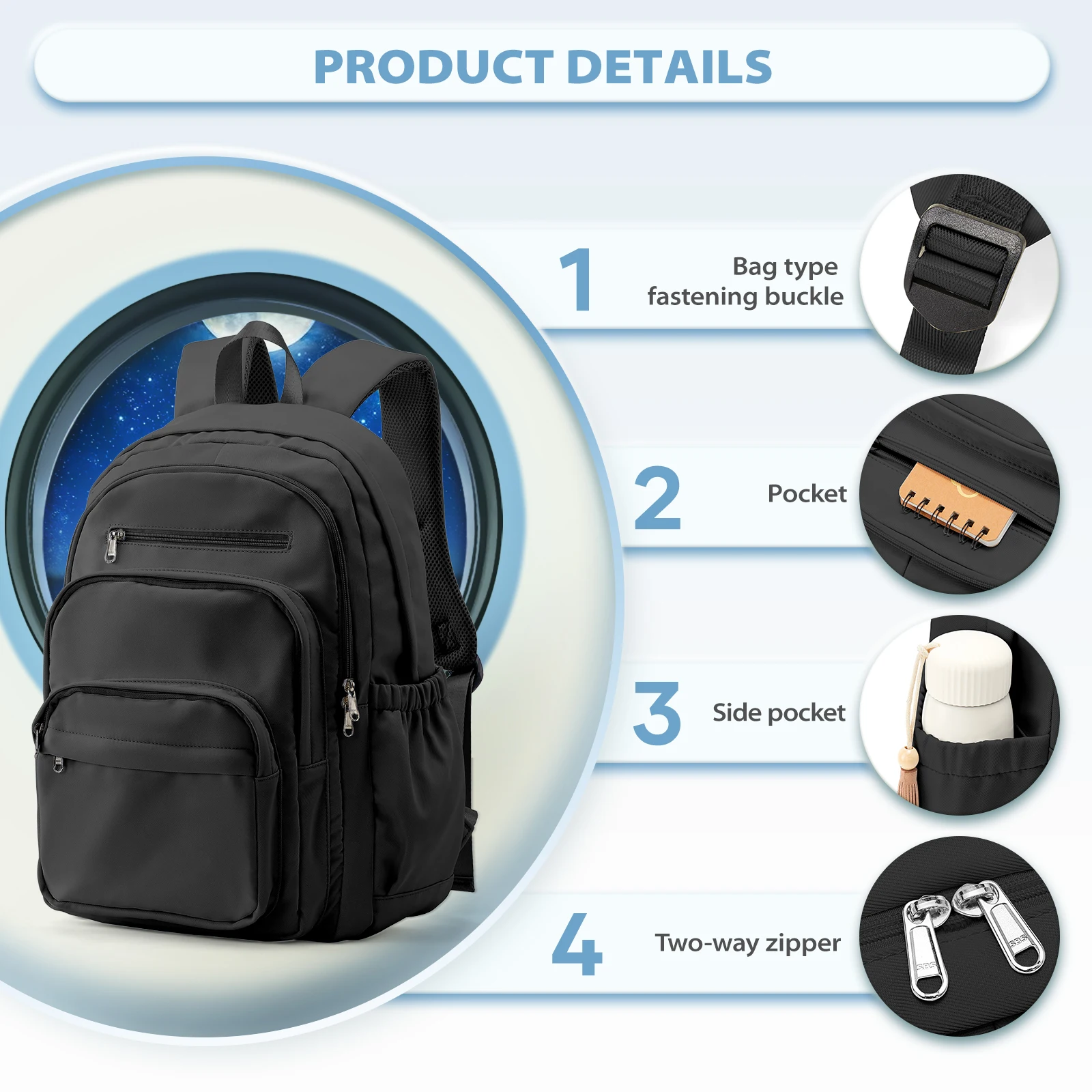 Girls Boys Large Capacity School Backpack,  Youth Campus Students Multiple Travel Backpack Bookbag, College Laptop Bag For Women