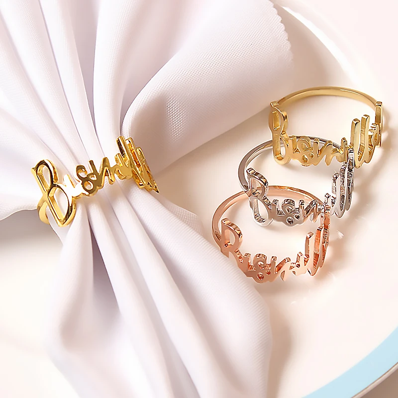 6/4/2pcs Fashion Letter Napkin Rings Bismillah Napkin Holder Buckle For