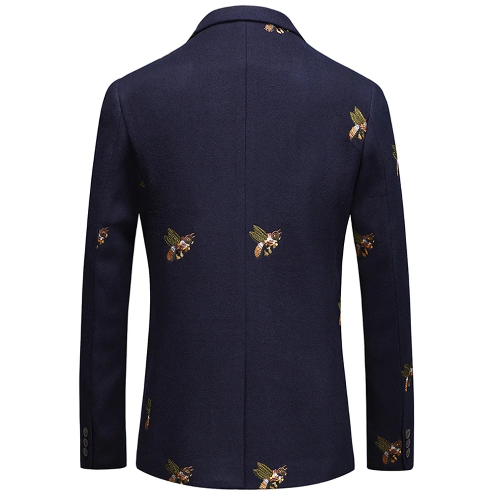Luxury Jacket Blazer Male Suit 2023 New in Casual Boutique Elegant Embroidery Woolen Formal Party Business Wedding Male Suits