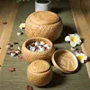 Bamboo Basket Useful Handmade Crafts Woven Double Layer Basket With Cover  Succulent Flower Pot Storage Basket Home Decorations 1