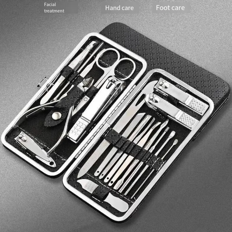 19PCS Professional Pedicure Nail Scissors Tool Nail Clipper Set Stainless Steel Manicure Cutter Trimmer Ear Spoon Clipper