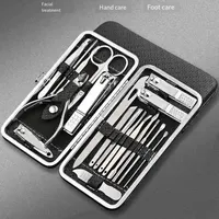 Home Nail Clipper Set of 18 Pieces Large Size Dead Skin Pliers Diagonal to Remove Dead Skin Small Eyebrow Clipper Leather Sleeve 1