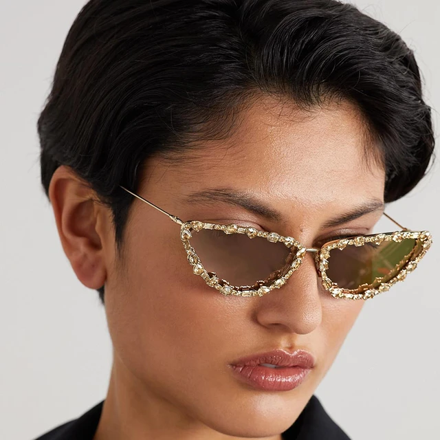 2023 New Brand Designer Cat Eye Diamonds Sunglasses Crystal Sun Glasses  Female Lentes Outdoor Shades Eyewear De Sol Mujer - AliExpress