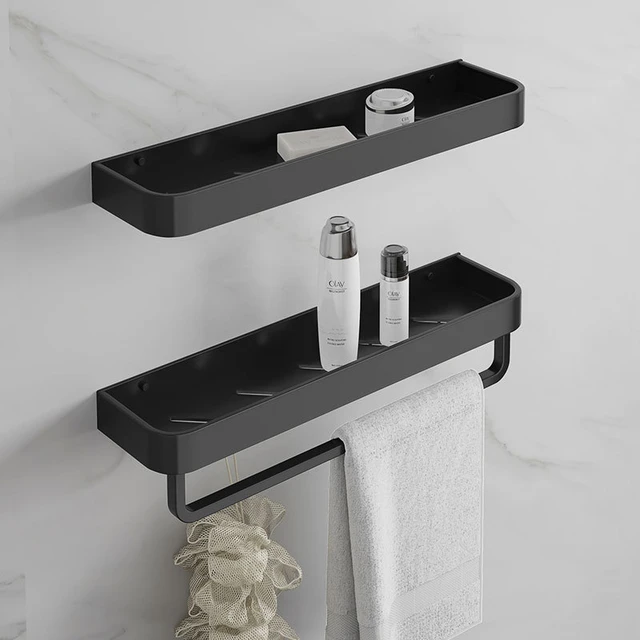 Tuqiu White Bathroom Shelf Bath Shower Shelf Black Bathroom Corner Shelf  Wall Mounted Black Aluminum Kitchen Storage Holder - Bathroom Shelves -  AliExpress