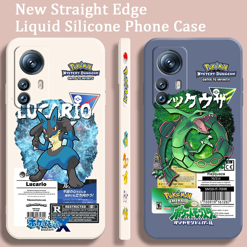 Pokemon Mewtwo Riolu Rayquaza Liquid Left Rope Per Xiaomi Mi 13 12T 12 11T 11I 11 A3 10T 10 Cc9E 9 Pro Lite Ultra 5G Funda