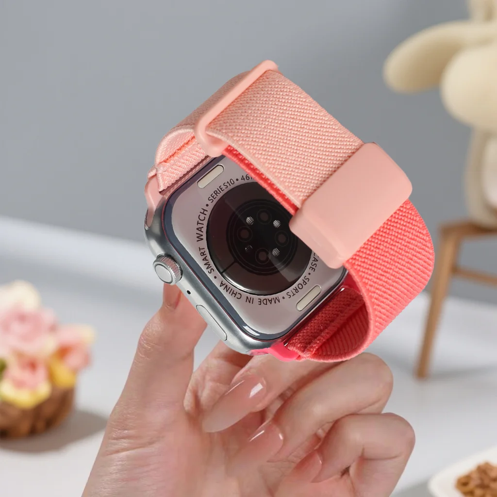 Two-Tone Elastic Nylon Magnetic Apple Watch Band Strap