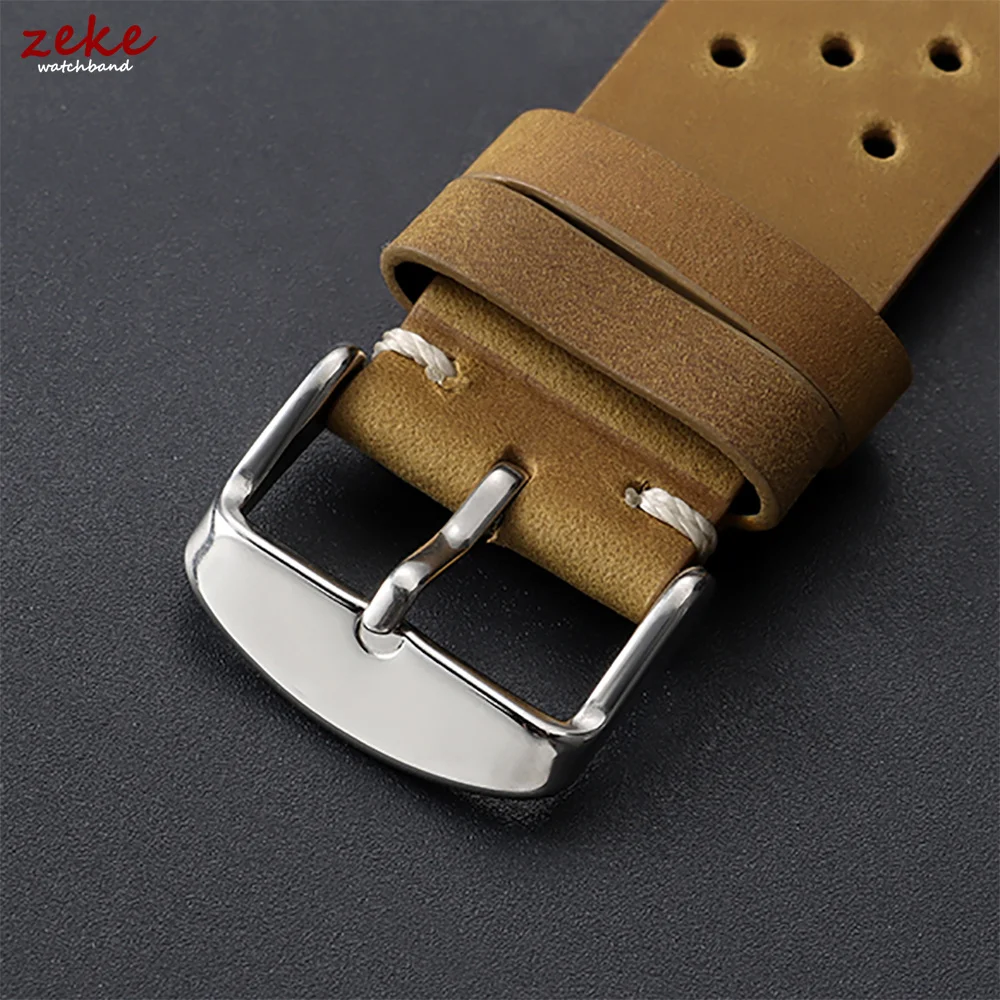 Handcrafted Perforated Cowhide Leather Watch Strap - Breathable and Stylish Wristband
