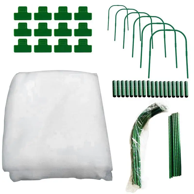 

Mesh Gardening Net Set Insect Net Bird Net Kit With Hoops And Clips Protection Net Greenhouse Fruit Vegetable for Chicken Dog