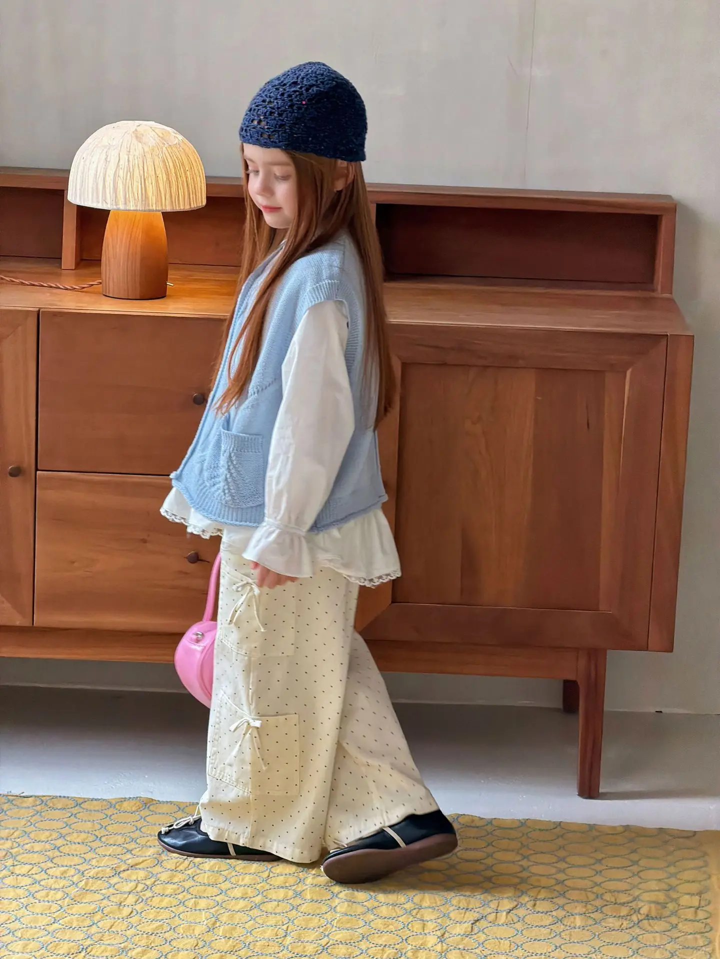 2026 봄 가을 신상 여아 한국 스타일 루즈핏 니트 탱크탑 베스트 다용도 여아 싱글 브레스티드 베스트