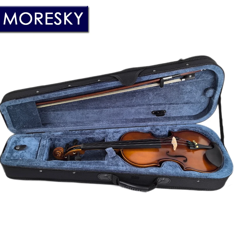 MORESKY Violin Nature Spruce Wood 1/2 Maple Side With Case