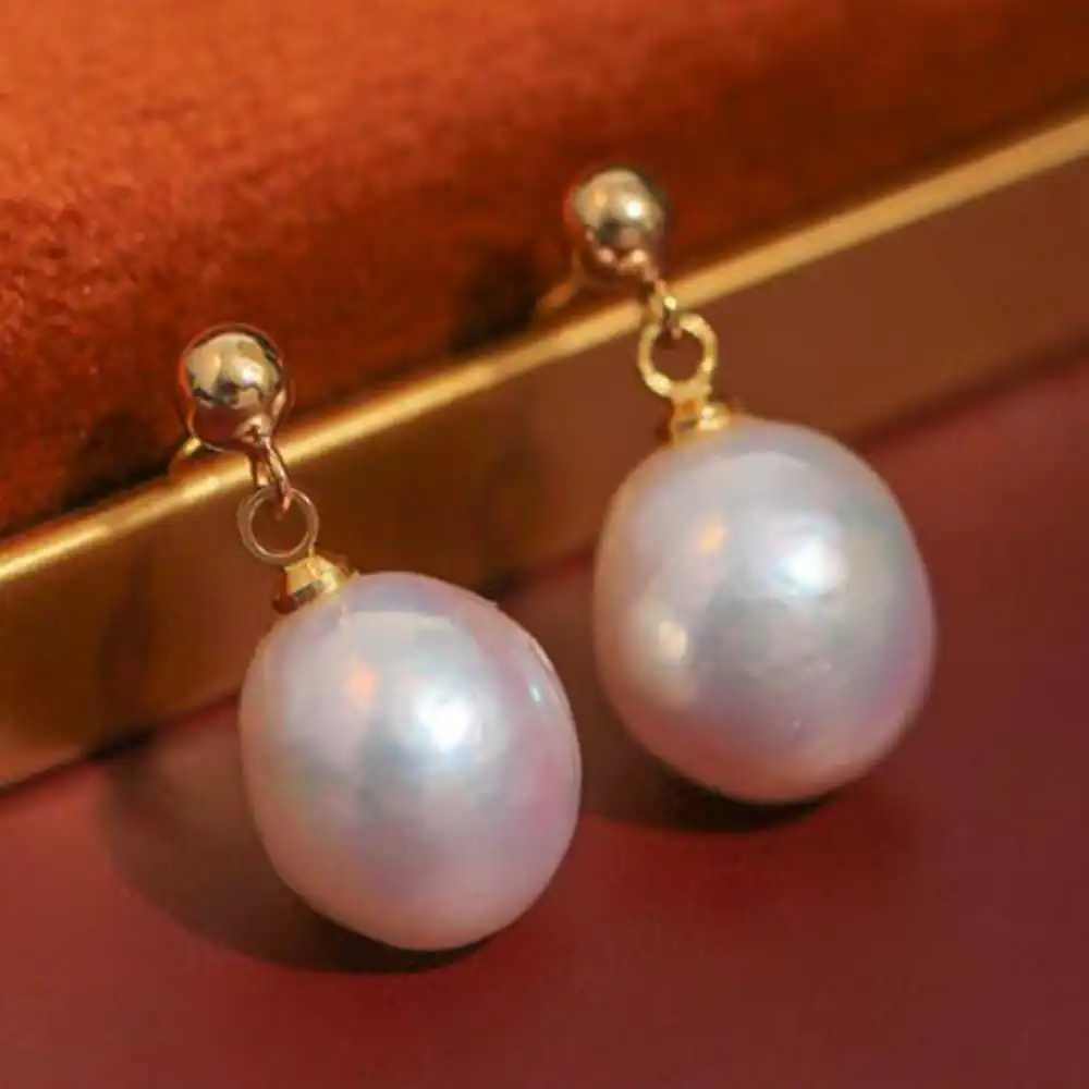 

10-11MM Natural White Baroque freshwater pearl Earrings FOOL'S DAY Wedding Hook Beautiful Party Mother's Day Holiday gifts Lucky
