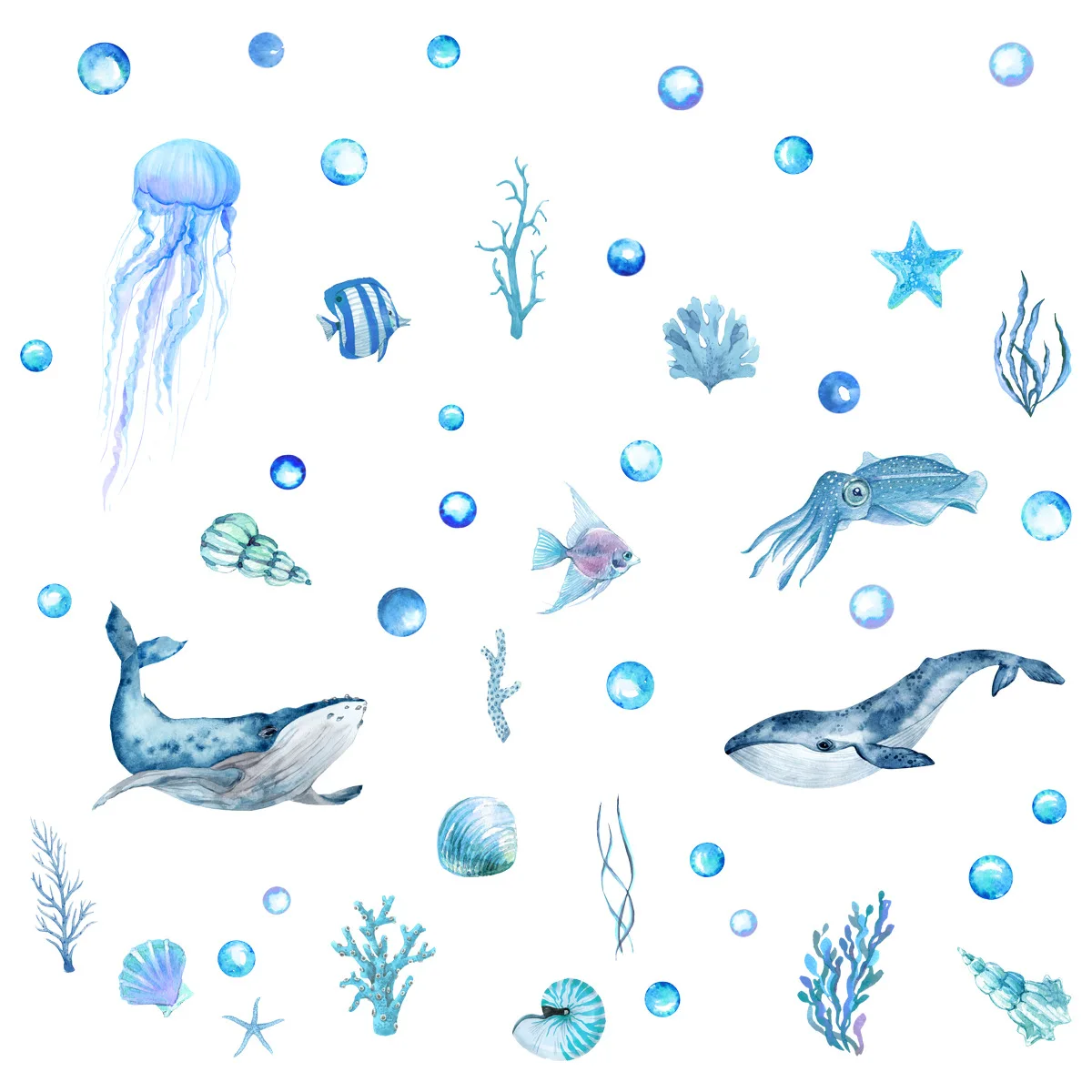 Ocean Creatures Glow in The Dark Wall Stickers Home Decor Luminous Wall Decals For Baby Kids Rooms Nursery Bedroom Home Decor