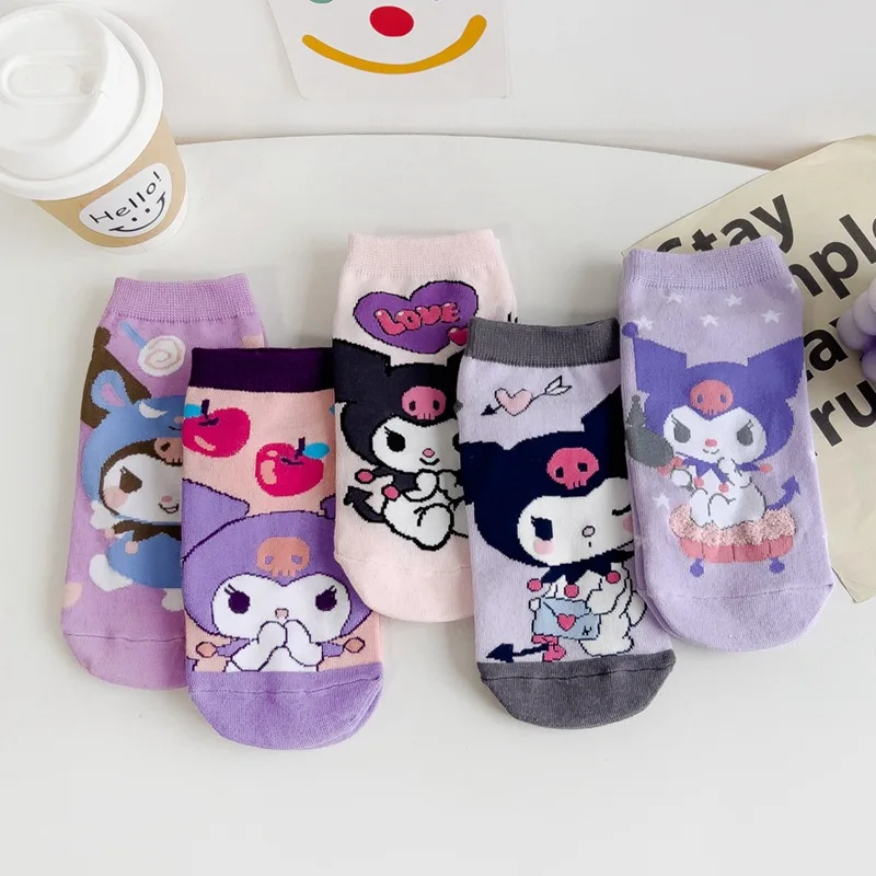 

Kawaii Sanrio Socks Kuromi New Cartoon Socks Female Shallow Mouth Silicone Invisible Socks Autumn and winter for cute girl