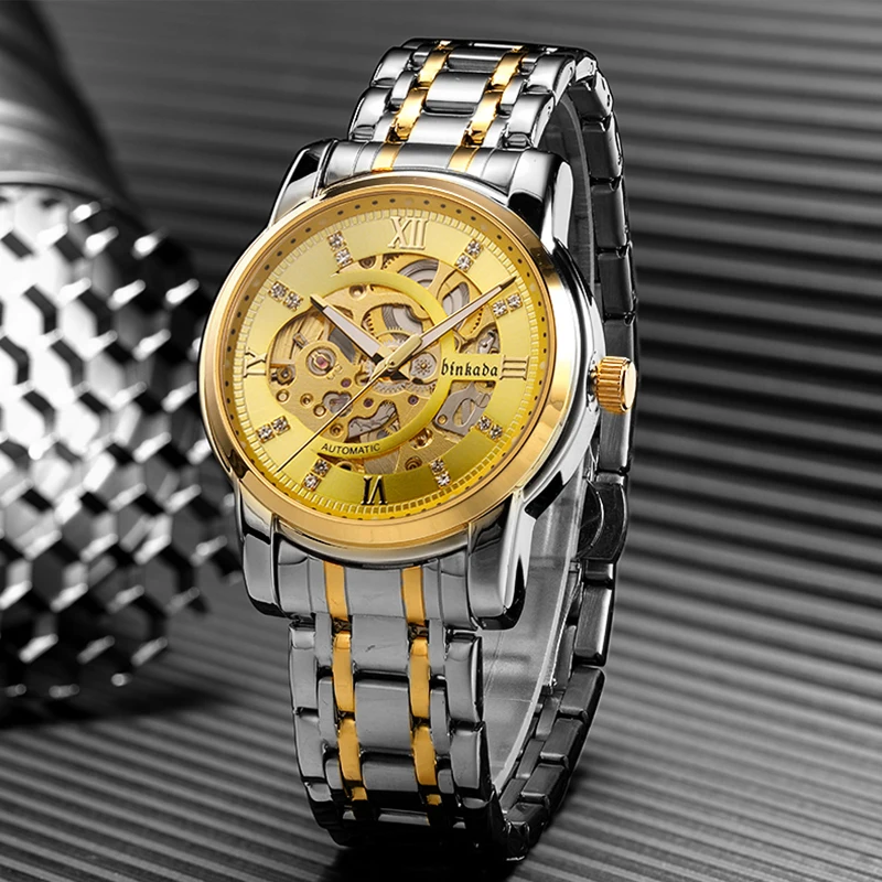 

BINKADA watches mens fully Automatic Mechanical watch luxury fashion Man Wristwatch reloj Limited edition golden business Clock