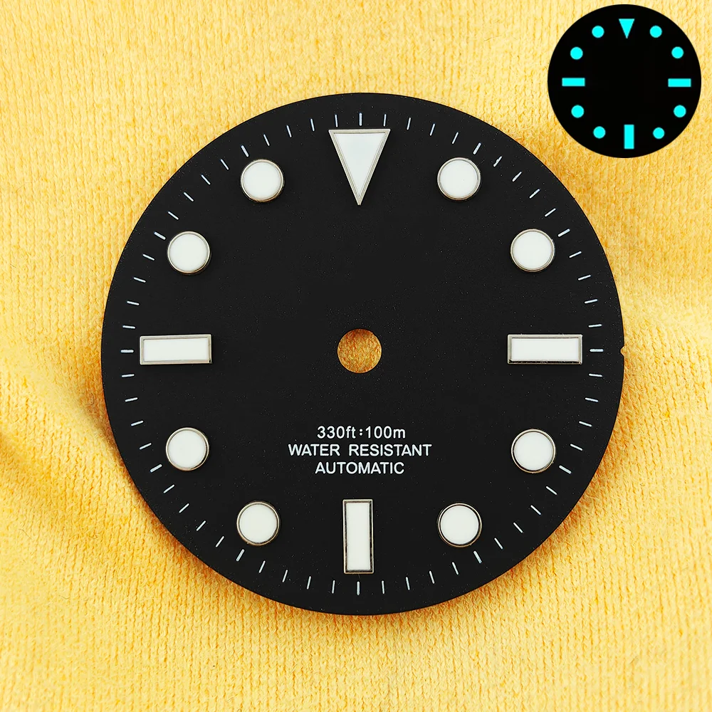 Enhanced Blue Luminous Watch Dial with Calendar - 28.5mm for Face Modification Parts
