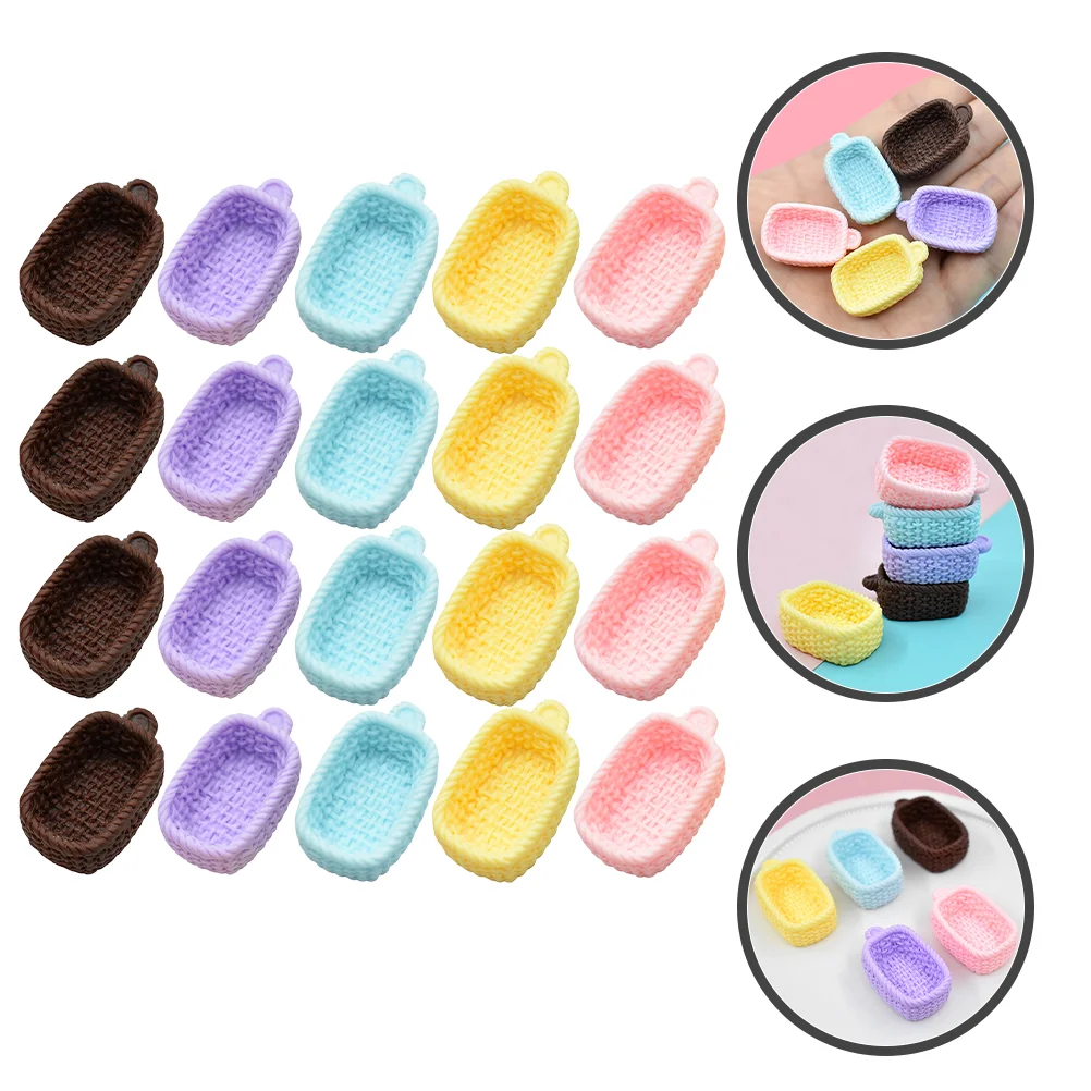 

20 Pcs Mini Food Basket Kids Pretend Toy Ornaments Tiny Baskets Toys Hamper for Dollhouse Children’s Decoration