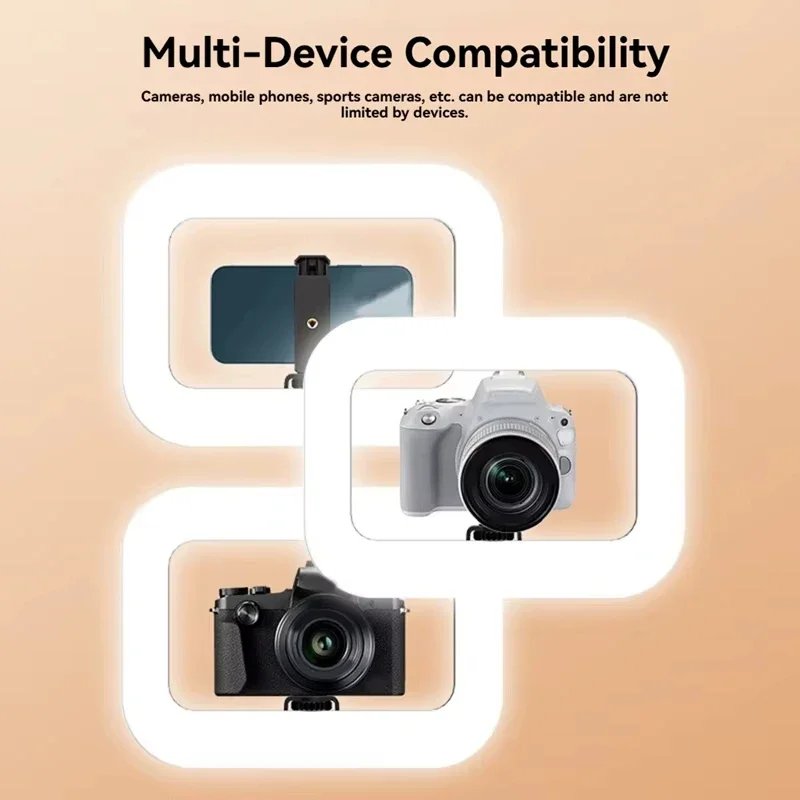 Portable Handheld LED Ring Fill Light USB Rechargeable Selfie Lamp for Phone Camera Makeup Live Broadcast Tiktok YouTube Video