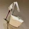 Women Lace-Up High Heeled Shoes for Woman's Square Toe Thin Heels Platform Pumps Mujer Pleated Slingback Wedding Luxury Sandals 4