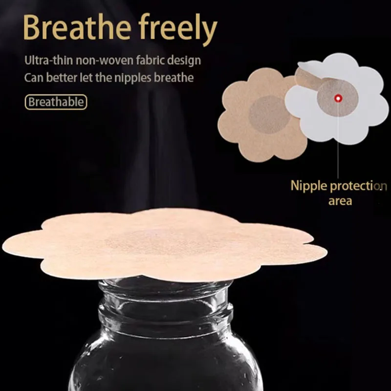 100Pcs Nipple Sticker Disposable Invisible Chest Sticker Non-woven Bra Breast Patch Bra-less Pasties Pad Nipple Cover Stickers 3