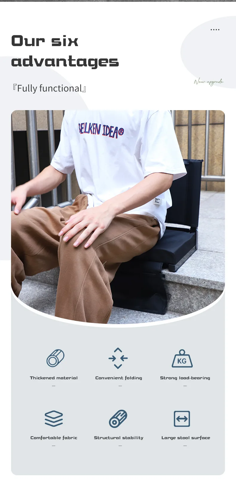 Description Picture 4 of itemIN STOCK Outdoor Stadium Stand Portable Folding Camping Backrest Foldable Watching Chair