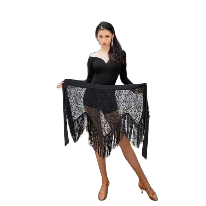 

Latin Dance Skirt For Women Fringe Tassel Hip Scarf Latin Dancing Skirt Wrap Ballroom Competition Practice Latin Dress